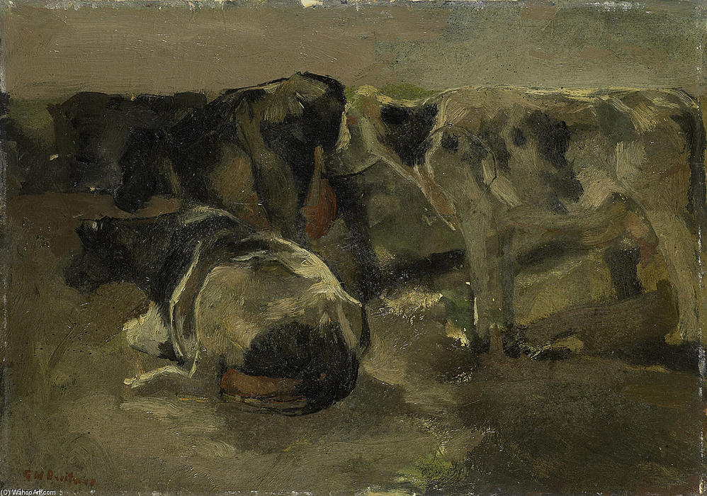 Wikioo.org - The Encyclopedia of Fine Arts - Painting, Artwork by George Hendrik Breitner - Four Cows