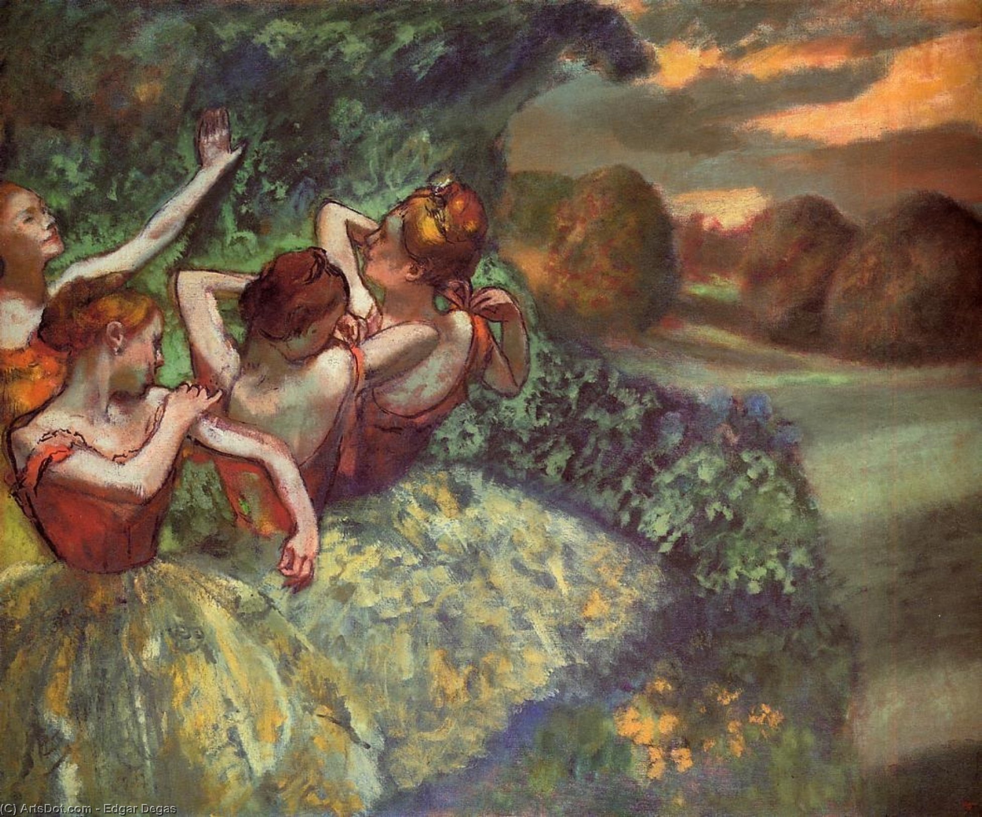 Wikioo.org - The Encyclopedia of Fine Arts - Painting, Artwork by Edgar Degas - Four Dancers