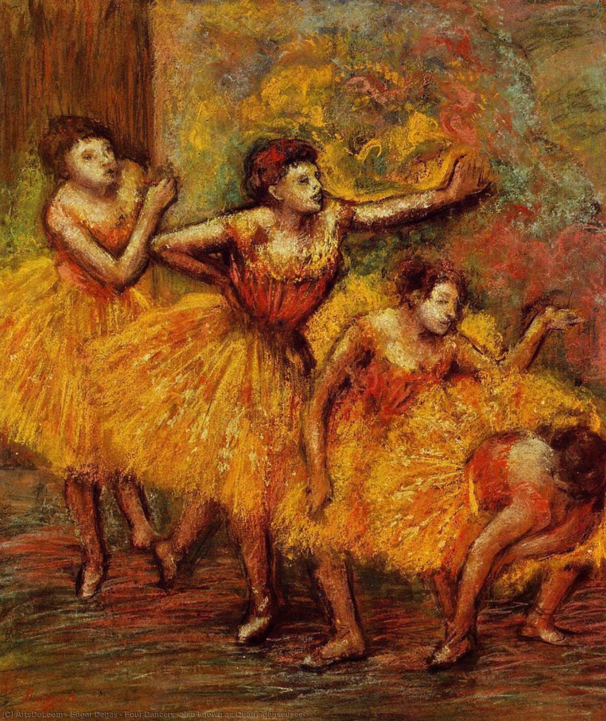 Wikioo.org - The Encyclopedia of Fine Arts - Painting, Artwork by Edgar Degas - Four Dancers (also known as Quatre danseuses)