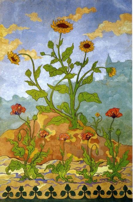WikiOO.org - אנציקלופדיה לאמנויות יפות - ציור, יצירות אמנות Paul Ranson - Four Decorative Panels: Sunflowers and Poppies