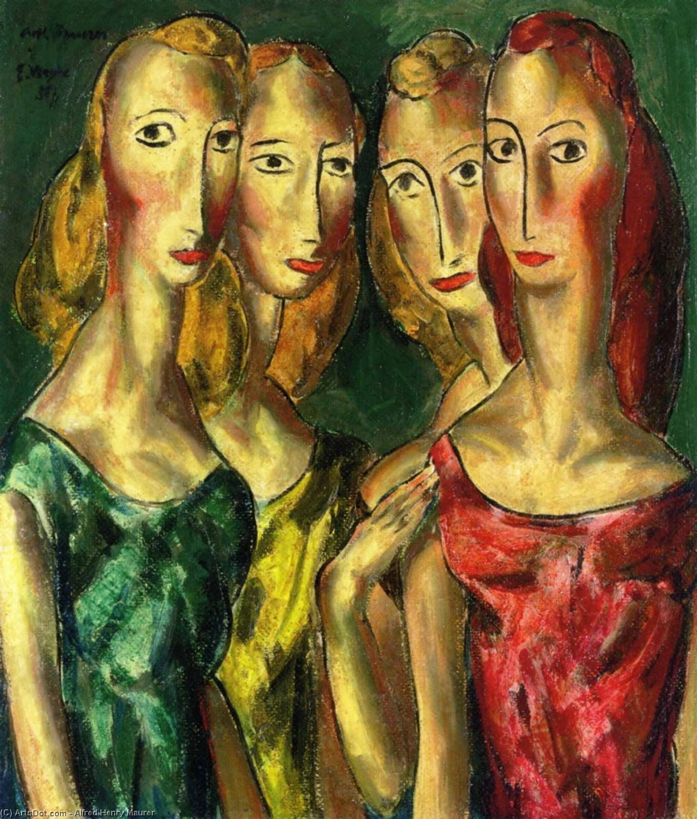Wikioo.org – La Enciclopedia de las Bellas Artes - Pintura, Obras de arte de Alfred Henry Maurer - cuatro hermanas
