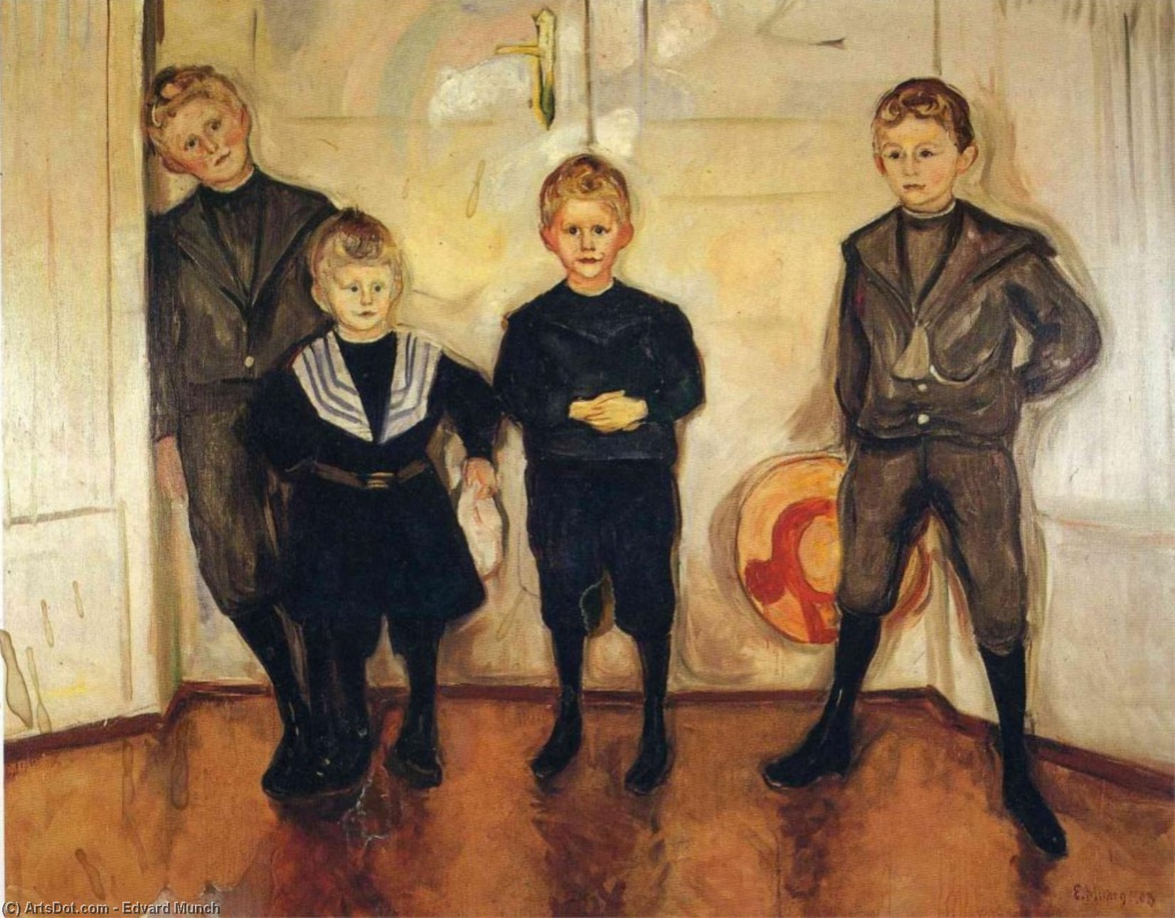 Wikoo.org - موسوعة الفنون الجميلة - اللوحة، العمل الفني Edvard Munch - The Four Sons of Dr. Linde