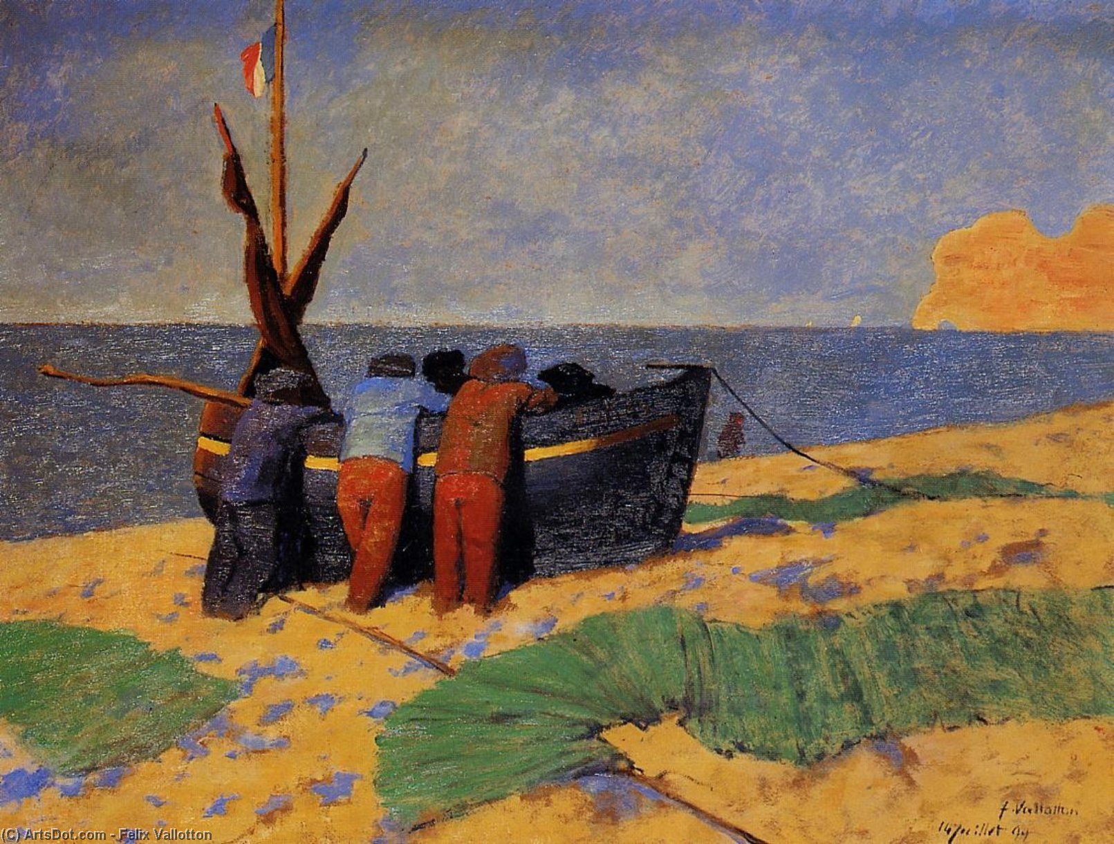 Wikioo.org - The Encyclopedia of Fine Arts - Painting, Artwork by Felix Vallotton - The Fourteenth of July at Etretat