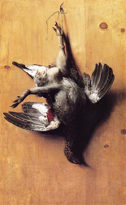 WikiOO.org - Enciclopédia das Belas Artes - Pintura, Arte por George Hetzel - A Fowl Hanging on a Door