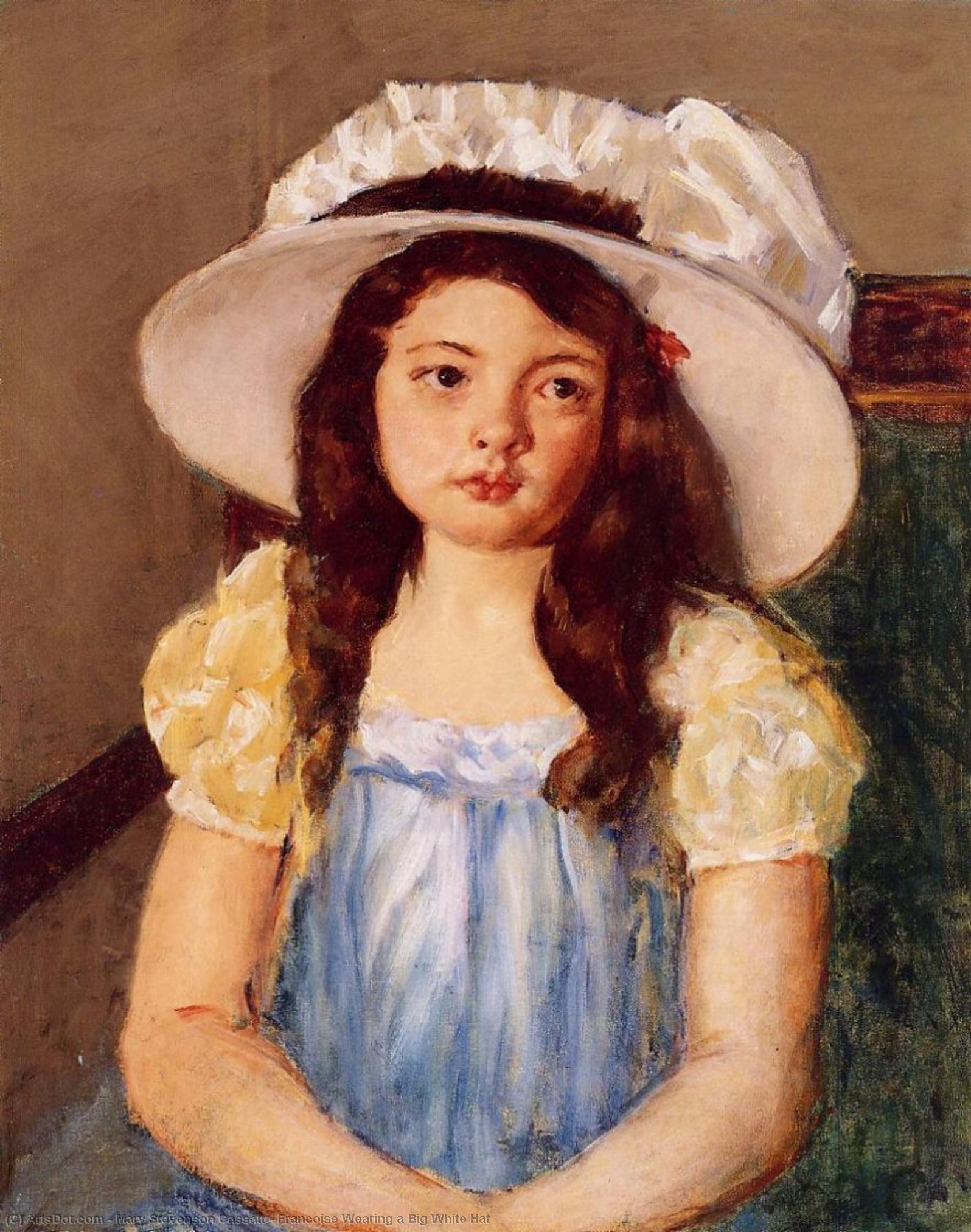 Wikioo.org - The Encyclopedia of Fine Arts - Painting, Artwork by Mary Stevenson Cassatt - Francoise Wearing a Big White Hat