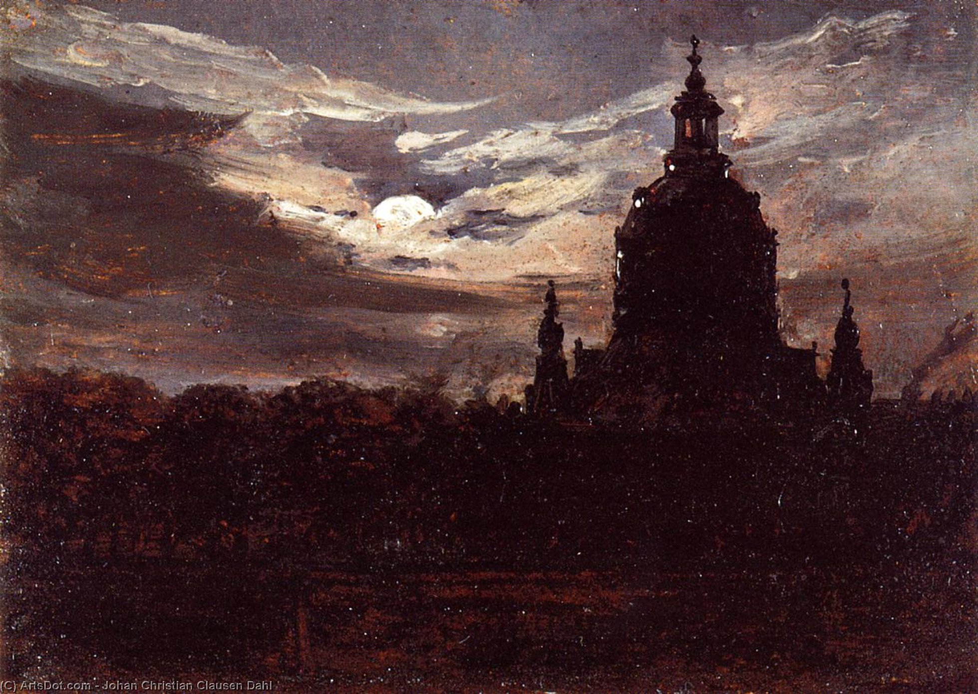 Wikioo.org - The Encyclopedia of Fine Arts - Painting, Artwork by Johan Christian Clausen Dahl - The Frankenkirche, Dresden