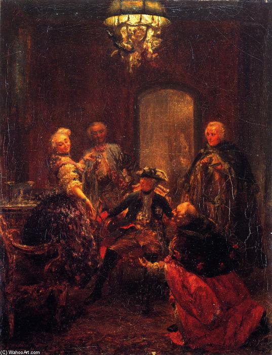 WikiOO.org - אנציקלופדיה לאמנויות יפות - ציור, יצירות אמנות Adolph Menzel - Frederick the Great and the Dancer Barbarina