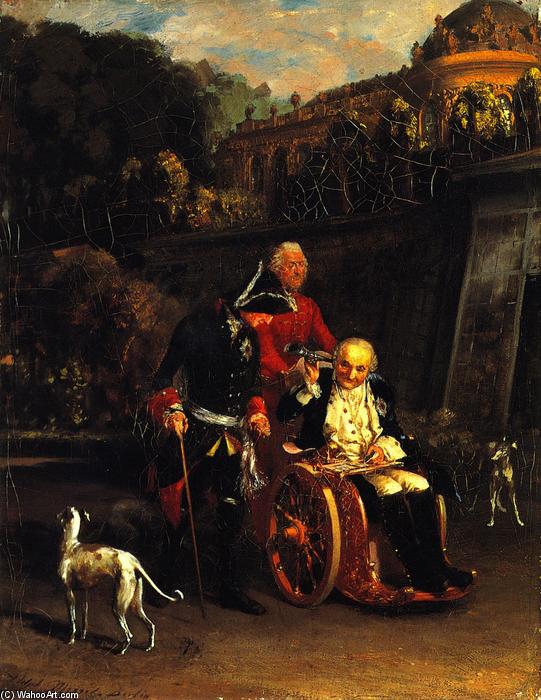 Wikioo.org - The Encyclopedia of Fine Arts - Painting, Artwork by Adolph Menzel - Frederick the Great and General Fouqué