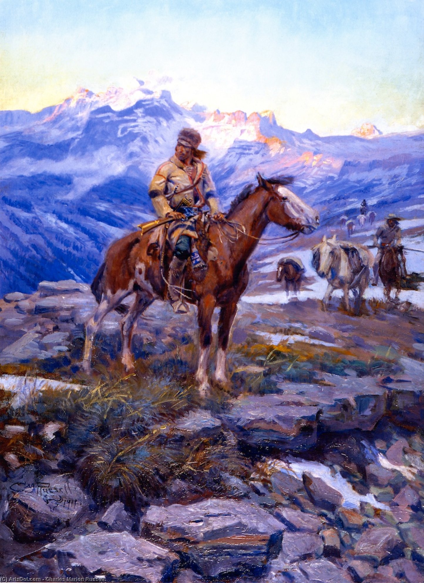 Wikioo.org - The Encyclopedia of Fine Arts - Painting, Artwork by Charles Marion Russell - Free Trappers
