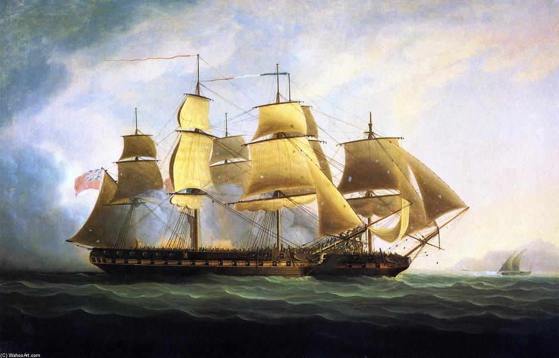 Wikioo.org - The Encyclopedia of Fine Arts - Painting, Artwork by James Edward Buttersworth - The Frigate H.M.S. Sea Horse'' Capturing the French Frigate ''La Sensible''''