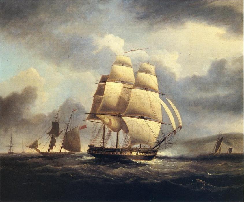Wikioo.org - The Encyclopedia of Fine Arts - Painting, Artwork by James Edward Buttersworth - Frigate on the Thames
