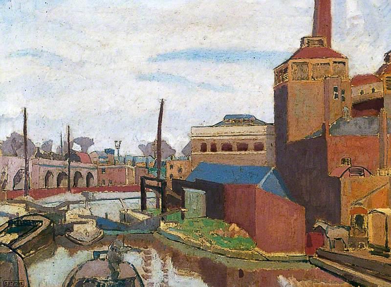 Wikioo.org - The Encyclopedia of Fine Arts - Painting, Artwork by Spencer Frederick Gore - From a Canal Bridge, Chalk Farm Road