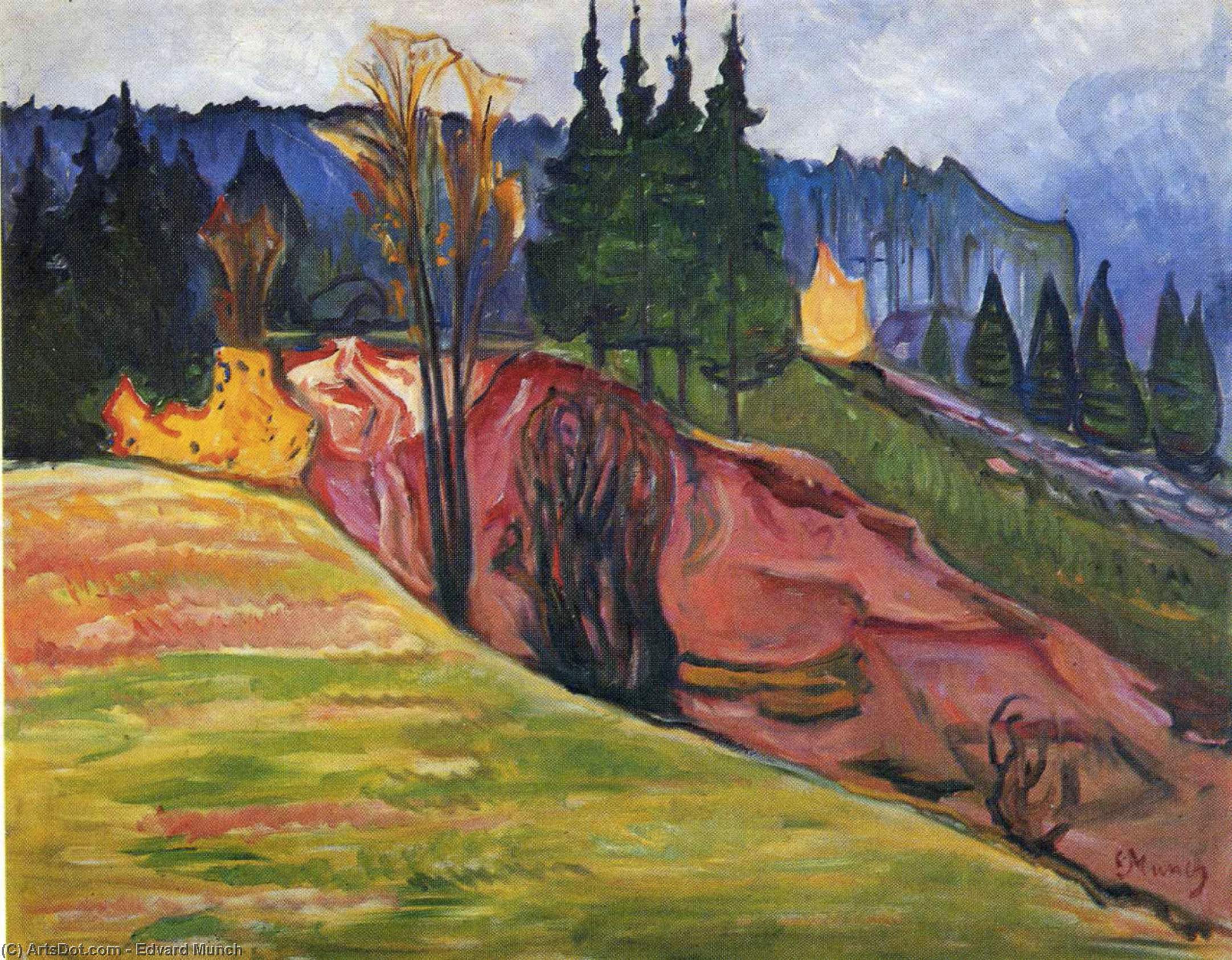 Wikoo.org - موسوعة الفنون الجميلة - اللوحة، العمل الفني Edvard Munch - From Thuringewald