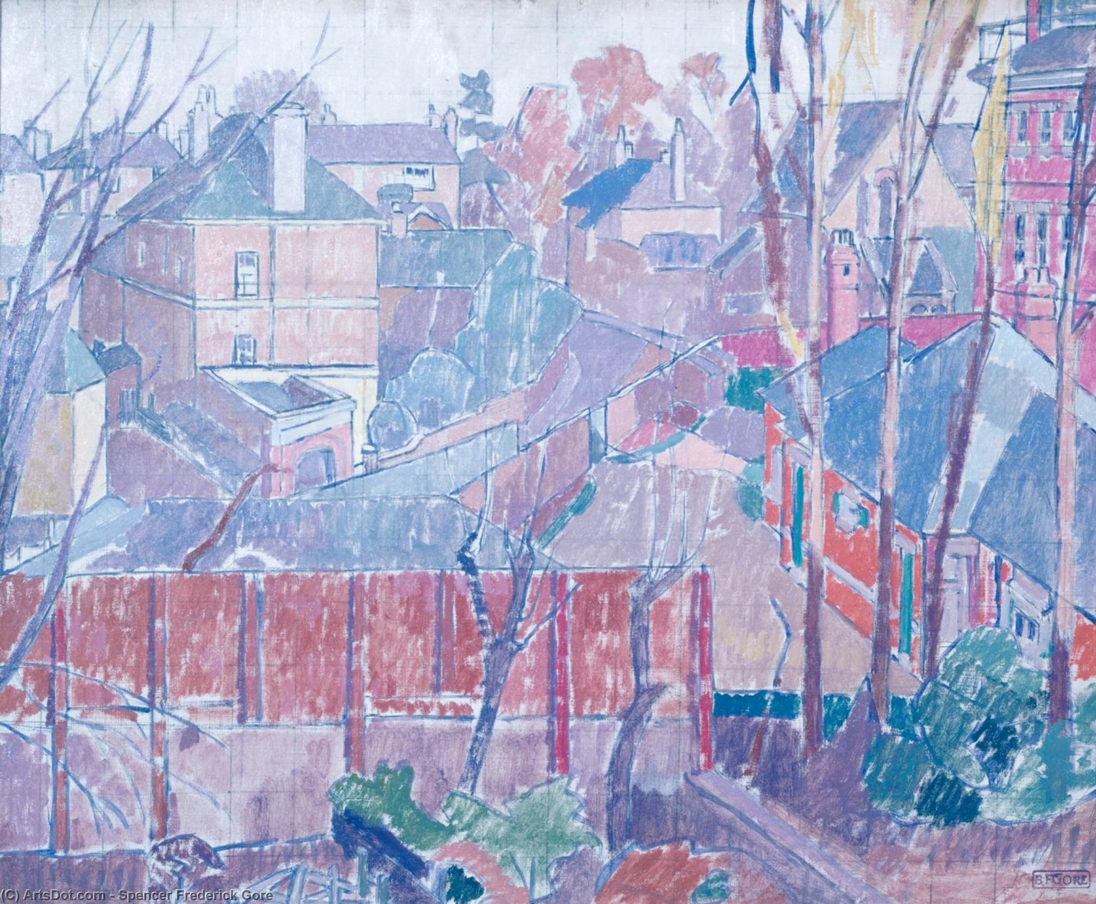 WikiOO.org - Encyclopedia of Fine Arts - Lukisan, Artwork Spencer Frederick Gore - From a Window in Cambrian Road, Richmond