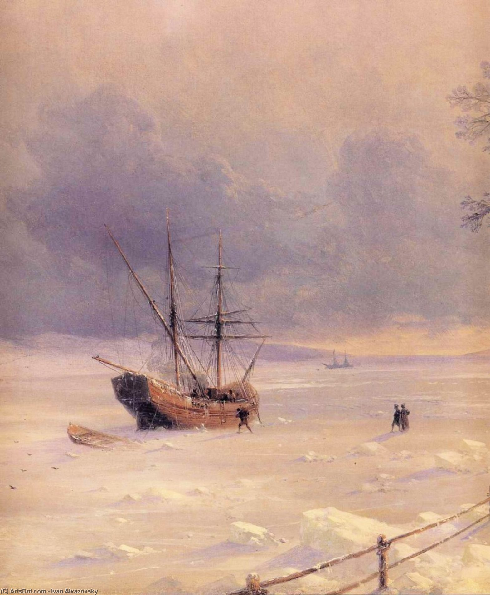 WikiOO.org – 美術百科全書 - 繪畫，作品 Ivan Aivazovsky - 冰冻博斯普鲁斯海峡雪下（详细）