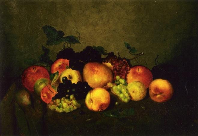 Wikioo.org – La Enciclopedia de las Bellas Artes - Pintura, Obras de arte de Charles Ethan Porter - Frutas : Apples , Uvas , melocotones y peras