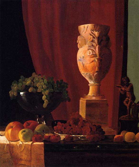 Wikioo.org - The Encyclopedia of Fine Arts - Painting, Artwork by John Frederick Peto - Fruit, Vase and Statuette