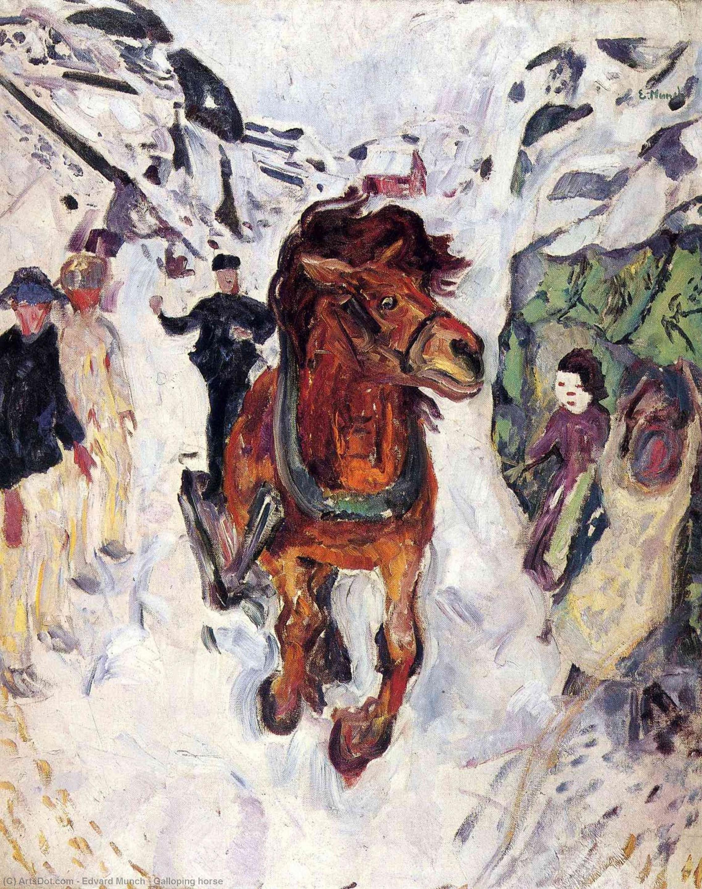 Wikioo.org - The Encyclopedia of Fine Arts - Painting, Artwork by Edvard Munch - Galloping horse