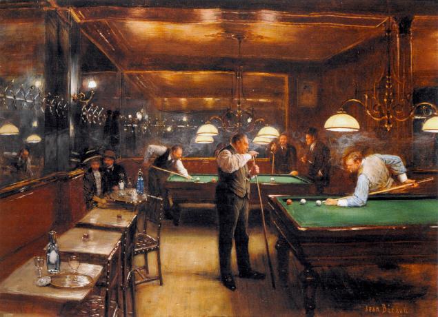 Wikioo.org - The Encyclopedia of Fine Arts - Painting, Artwork by Jean Georges Béraud - A Game Of Billiards