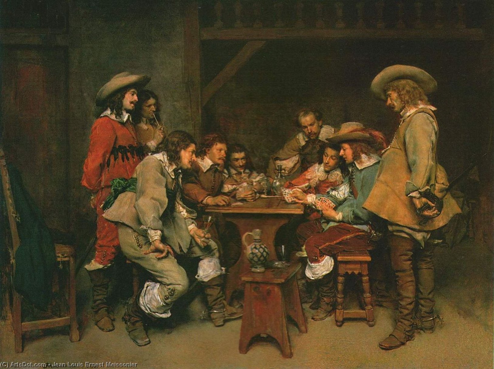 WikiOO.org - Encyclopedia of Fine Arts - Maalaus, taideteos Jean Louis Ernest Meissonier - A Game of Piquet