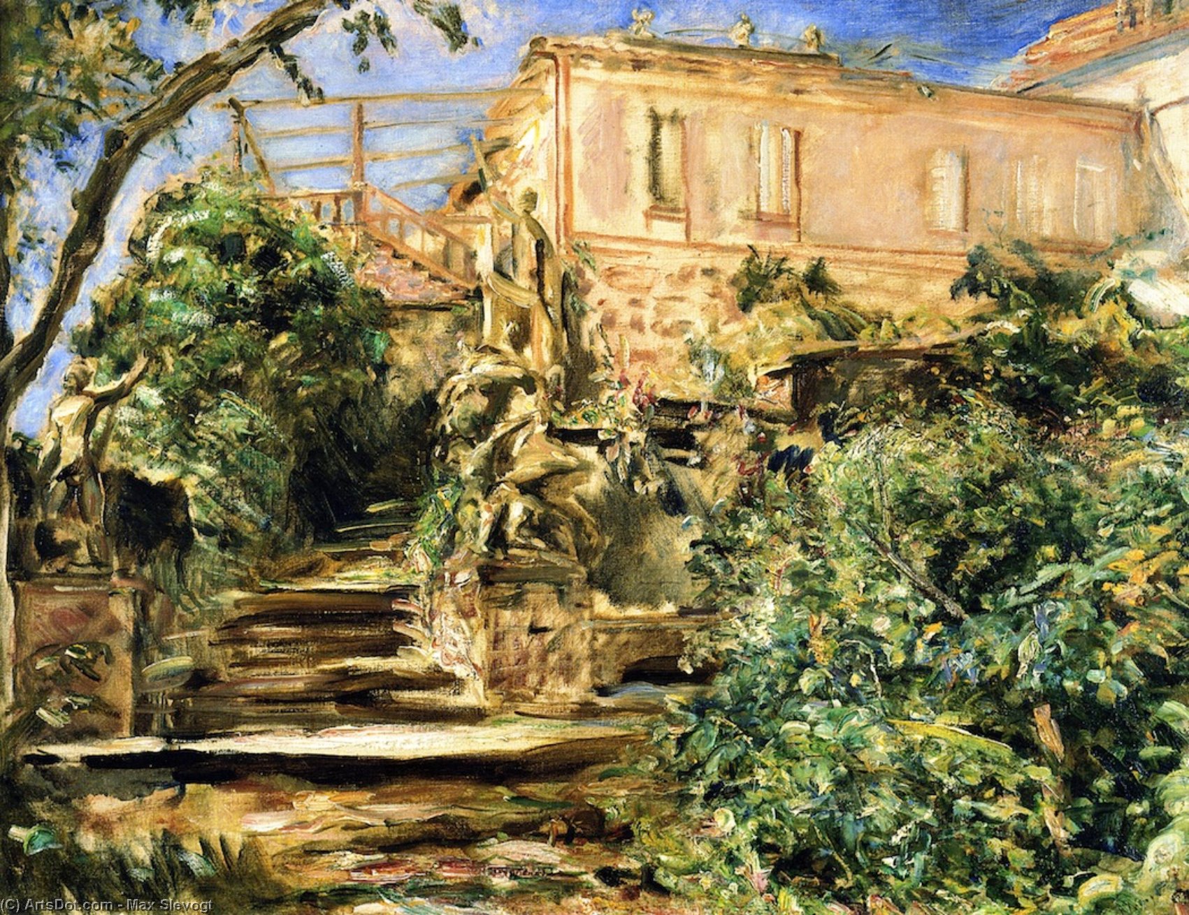 Wikioo.org - The Encyclopedia of Fine Arts - Painting, Artwork by Max Slevogt - The Garden at Neukastel with the LIbrary
