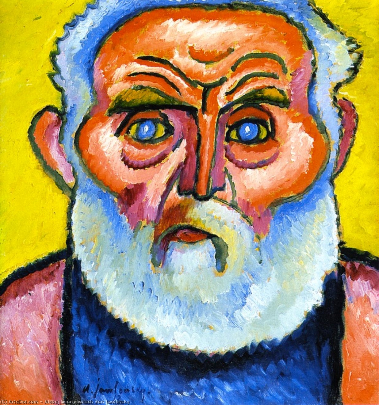 Wikoo.org - موسوعة الفنون الجميلة - اللوحة، العمل الفني Alexej Georgewitsch Von Jawlensky - The Gardener (also known as Old Blue Beard)