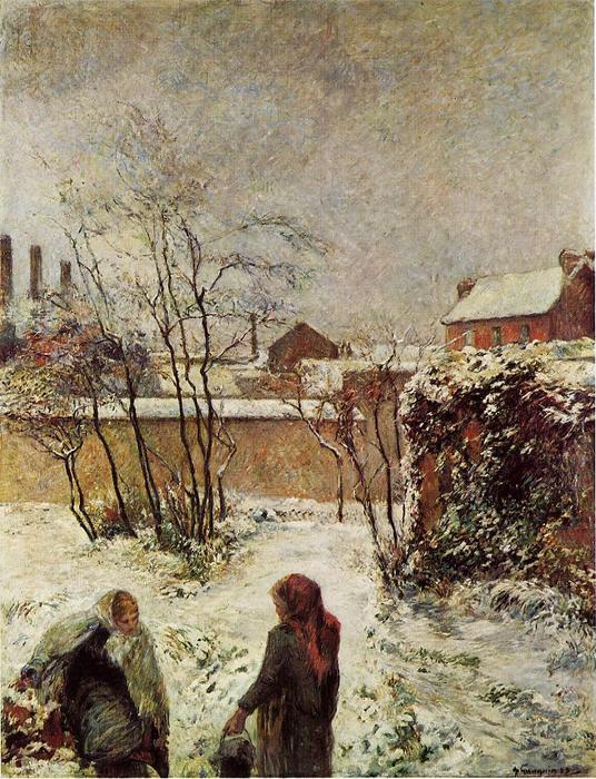 Wikioo.org - The Encyclopedia of Fine Arts - Painting, Artwork by Paul Gauguin - The Garden in Winter, rue Carcel (also known as Snow, Rue Carcel II)