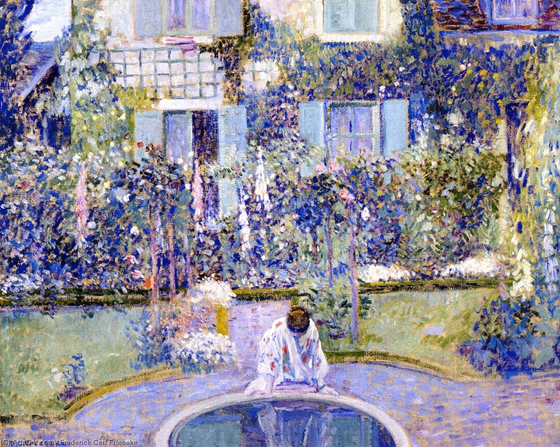 Wikioo.org - The Encyclopedia of Fine Arts - Painting, Artwork by Frederick Carl Frieseke - Garden Mirror