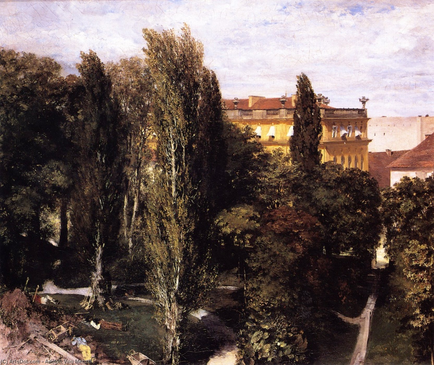 WikiOO.org - Енциклопедия за изящни изкуства - Живопис, Произведения на изкуството Adolph Menzel - Garden of Prince Albert's Palace