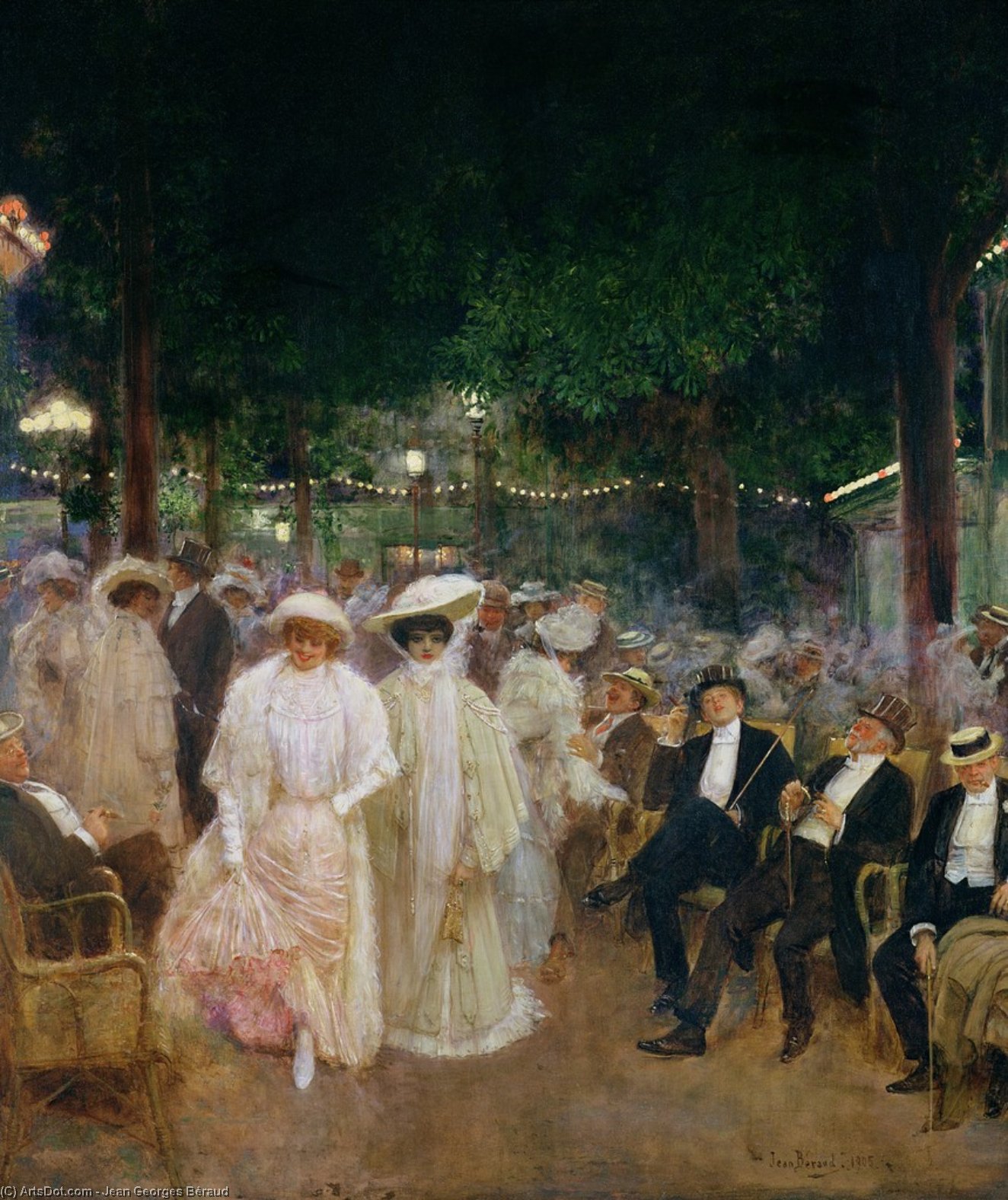 Wikioo.org - The Encyclopedia of Fine Arts - Painting, Artwork by Jean Georges Béraud - The Gardens of Paris (also known as The Beauties of the Night)
