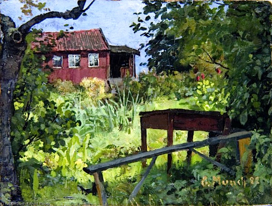 Wikoo.org - موسوعة الفنون الجميلة - اللوحة، العمل الفني Edvard Munch - Garden with Red House