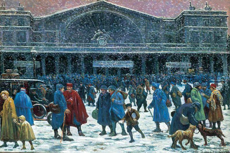 WikiOO.org - 백과 사전 - 회화, 삽화 Maximilien Luce - The Gare de l'Est in Snow