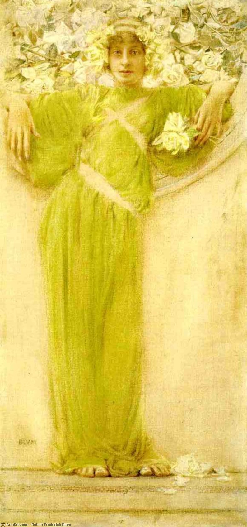 Wikioo.org – La Enciclopedia de las Bellas Artes - Pintura, Obras de arte de Robert Frederick Blum - Un GUIRNALDA  todaclasede  las rosas
