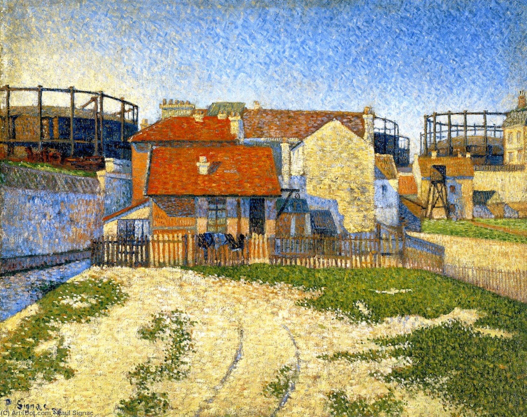 Wikioo.org - The Encyclopedia of Fine Arts - Painting, Artwork by Paul Signac - The Gas Tanks at Clichy