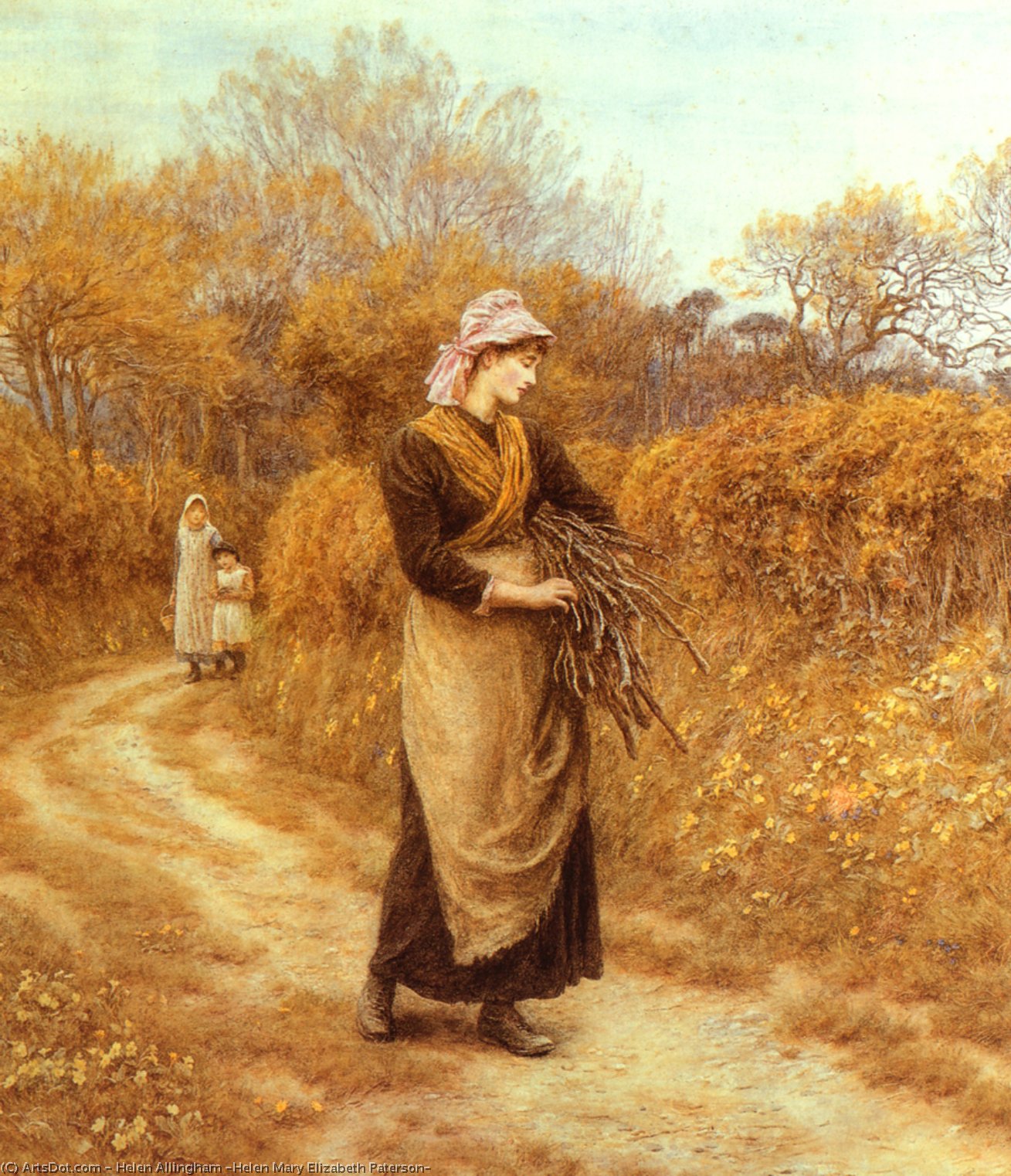 Wikioo.org - The Encyclopedia of Fine Arts - Painting, Artwork by Helen Allingham (Helen Mary Elizabeth Paterson) - Gathering Firewood