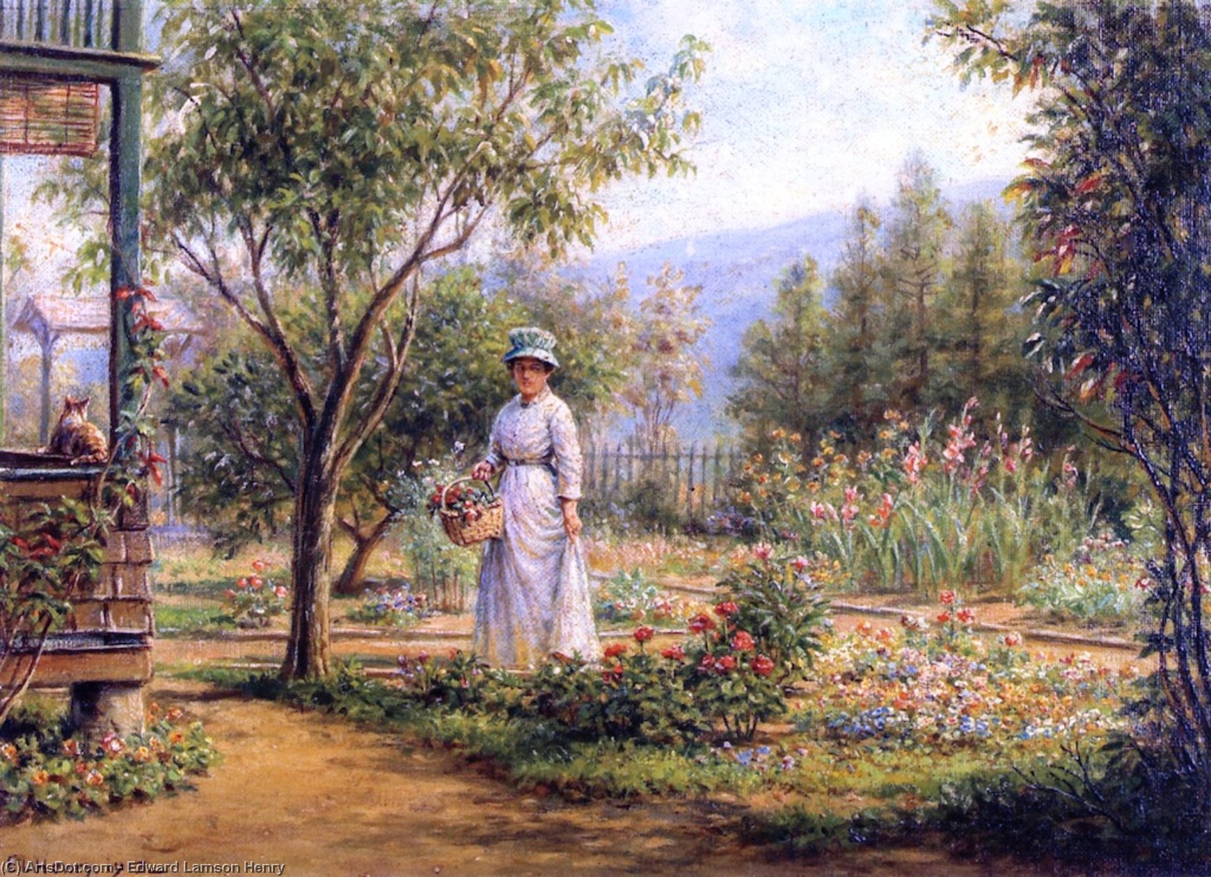 WikiOO.org - Енциклопедия за изящни изкуства - Живопис, Произведения на изкуството Edward Lamson Henry - Gathering Flowers