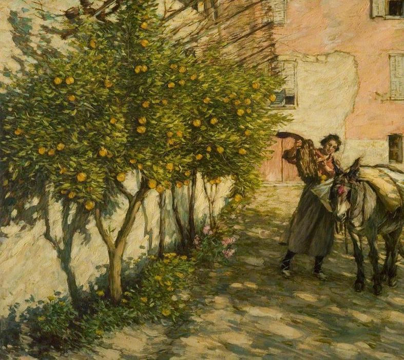 Wikioo.org - The Encyclopedia of Fine Arts - Painting, Artwork by Henry Herbert La Thangue - Gathering Oranges