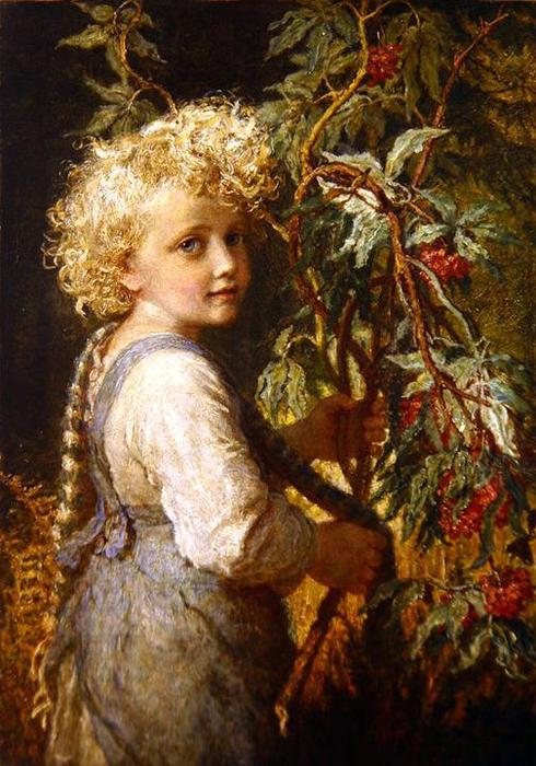 WikiOO.org - Enciklopedija dailės - Tapyba, meno kuriniai Karl Wilhelm Friedrich Bauerle - Gathering Red Berries