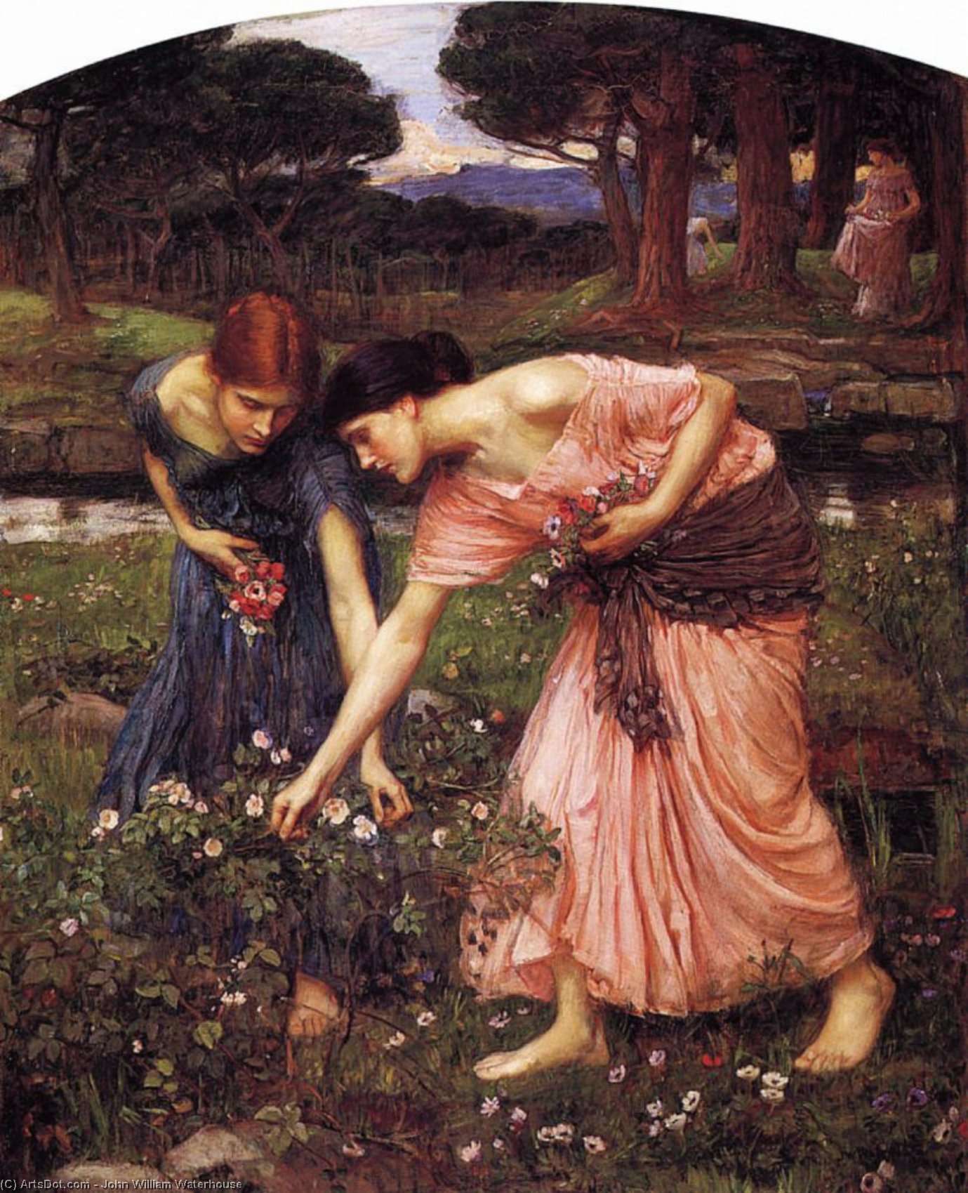 WikiOO.org - Enciklopedija dailės - Tapyba, meno kuriniai John William Waterhouse - Gather Ye Rosebuds While Ye May