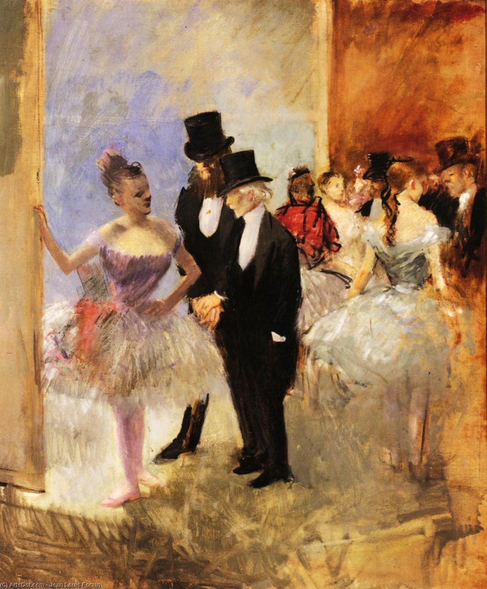 Wikioo.org - The Encyclopedia of Fine Arts - Painting, Artwork by Jean Louis Forain - Gentlemen of the Opera (also known as The Dance Studio)