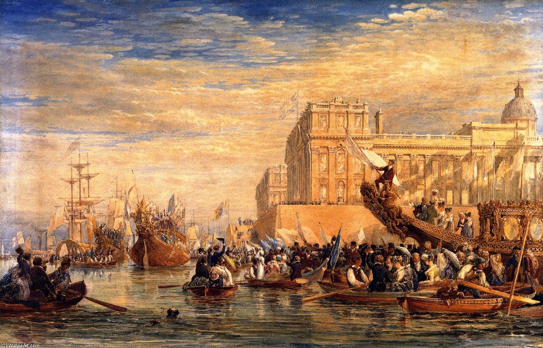 WikiOO.org - Encyclopedia of Fine Arts - Malba, Artwork David Cox - George IV Embarking for Scotland at Greenwich