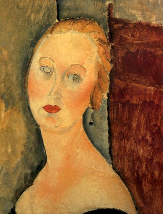 WikiOO.org - Encyclopedia of Fine Arts - Maalaus, taideteos Amedeo Modigliani - Germaine Survage with Earrings