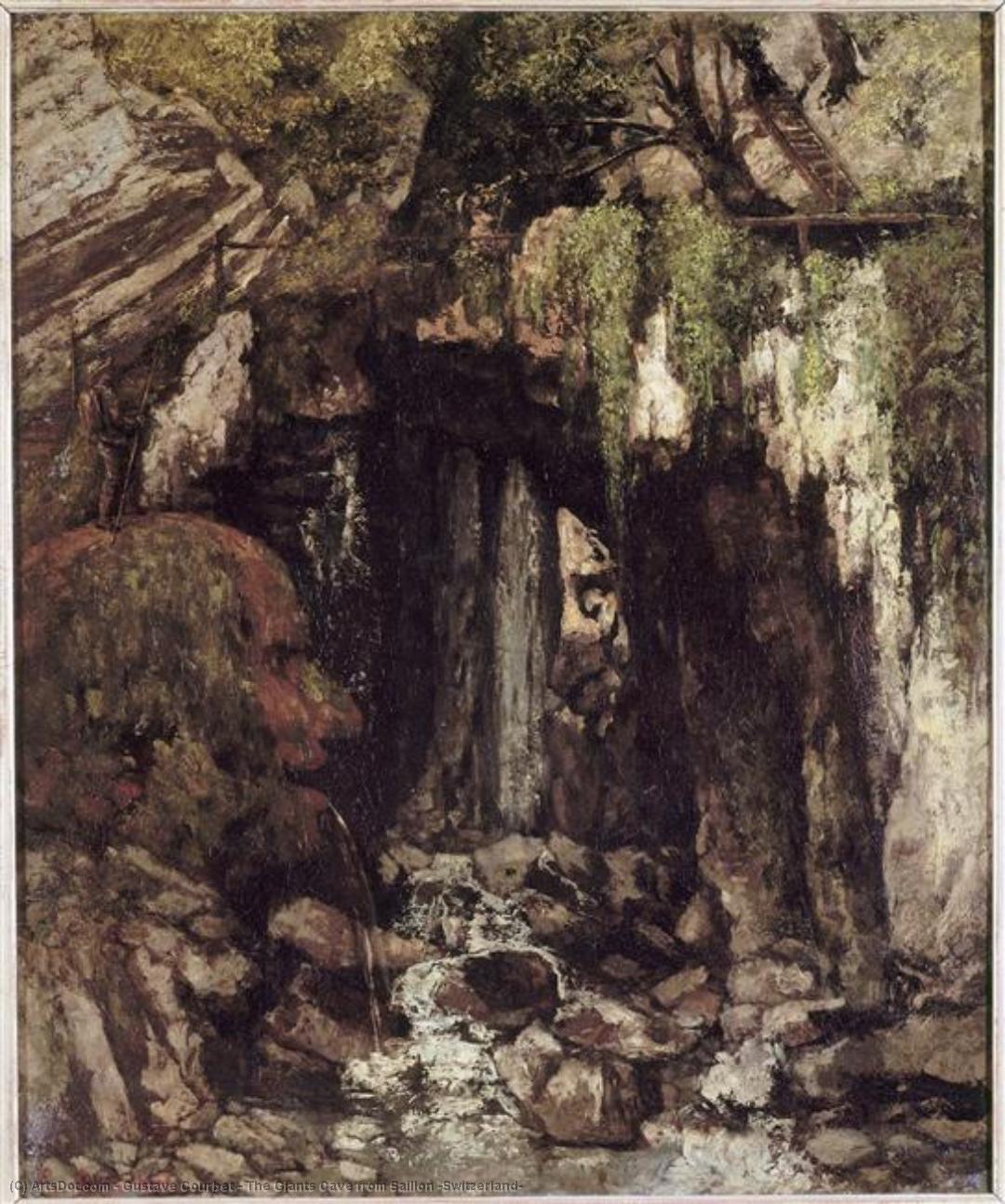 Wikioo.org - Die Enzyklopädie bildender Kunst - Malerei, Kunstwerk von Gustave Courbet - Die Giants Cave von Saillon Schweiz Wetterhorn