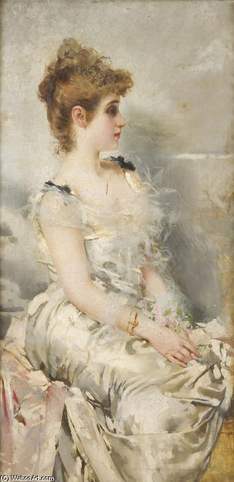 WikiOO.org - Encyclopedia of Fine Arts - Målning, konstverk Vittorio Matteo Corcos - Giovane donna (also known as Portrait de jeune femme)