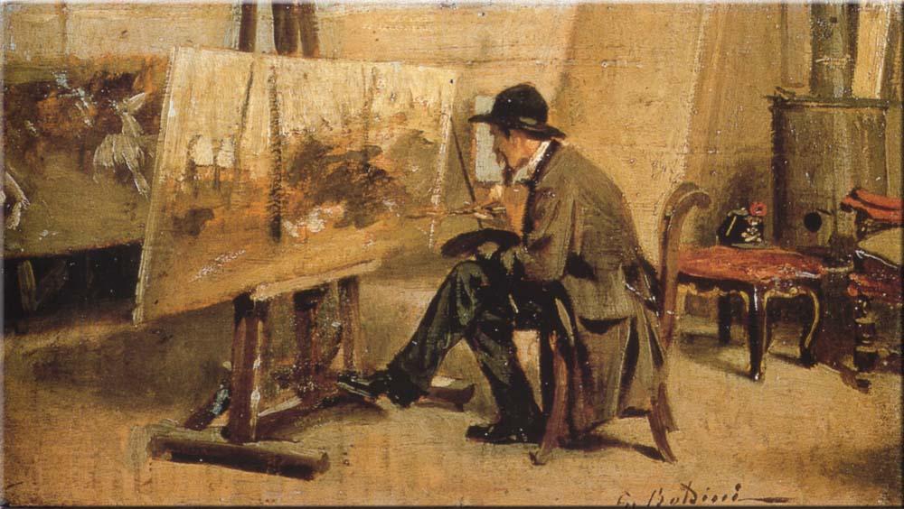 Wikioo.org - The Encyclopedia of Fine Arts - Painting, Artwork by Giovanni Boldini - Giovanni Fattori in His Studio