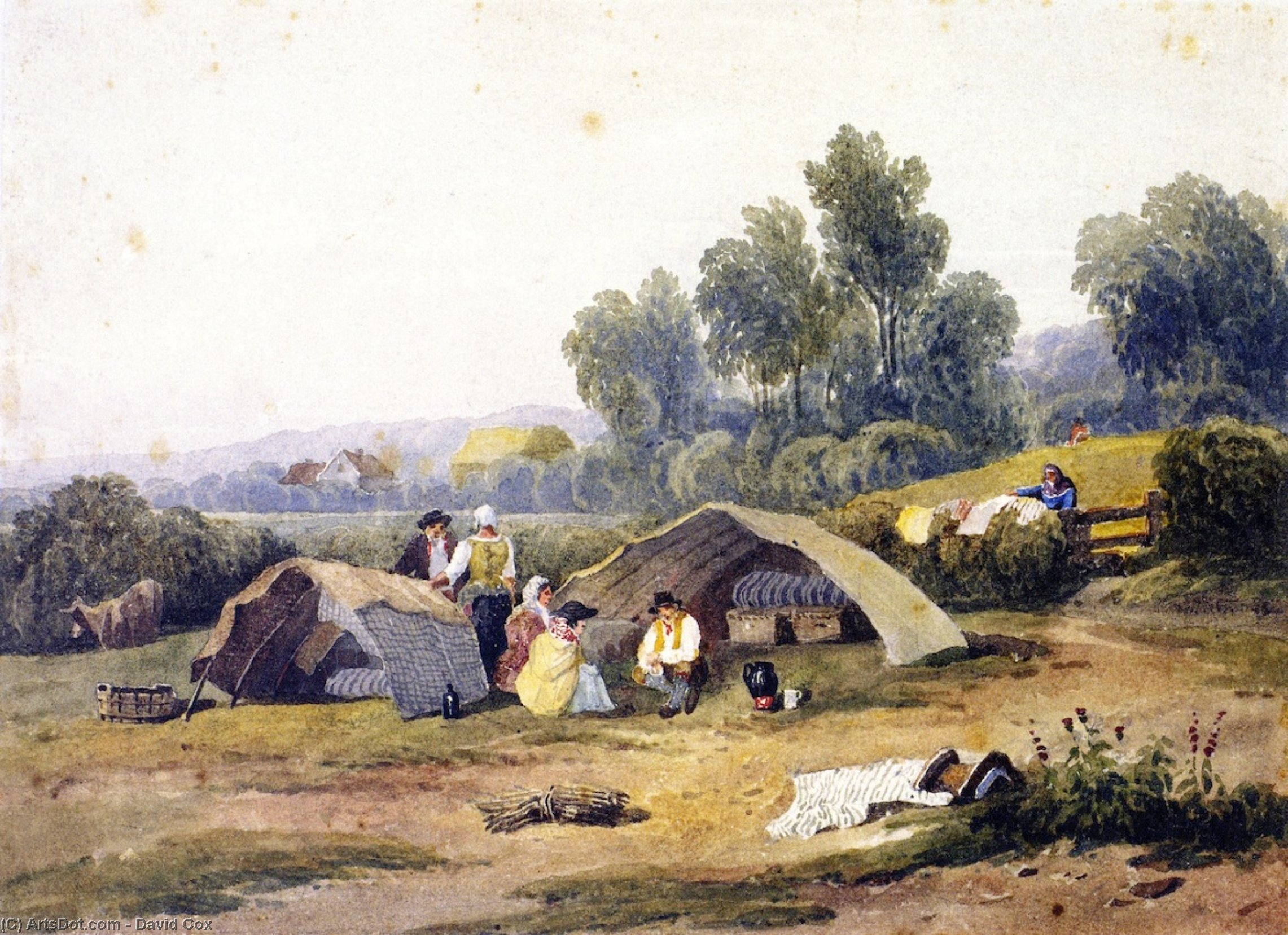 Wikioo.org - The Encyclopedia of Fine Arts - Painting, Artwork by David Cox - Gipsies on Dulwich Common