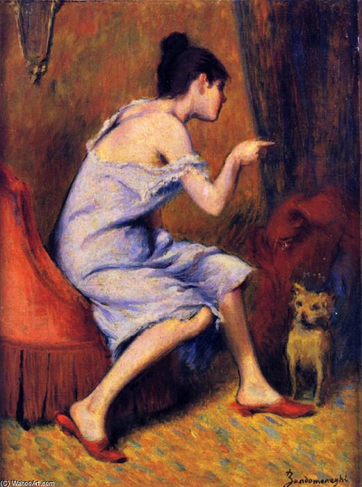 Wikioo.org - The Encyclopedia of Fine Arts - Painting, Artwork by Federico Zandomeneghi - Girl and Her Dog