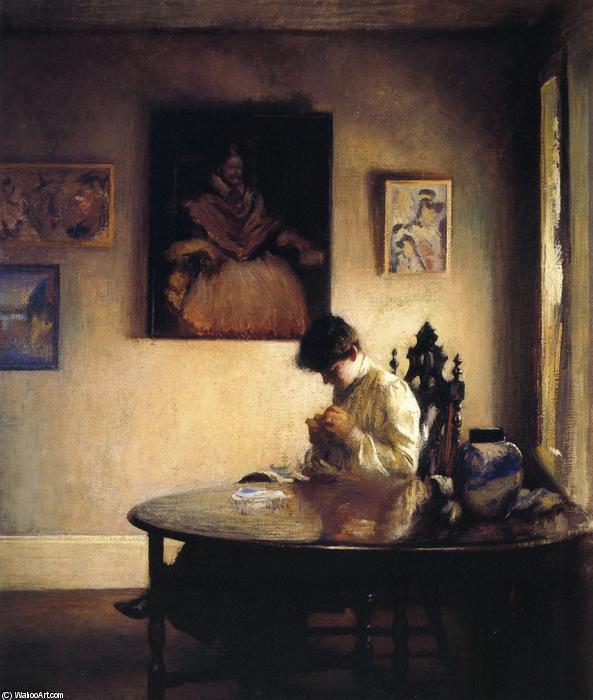 Wikioo.org - The Encyclopedia of Fine Arts - Painting, Artwork by Edmund Charles Tarbell - A Girl Crocheting
