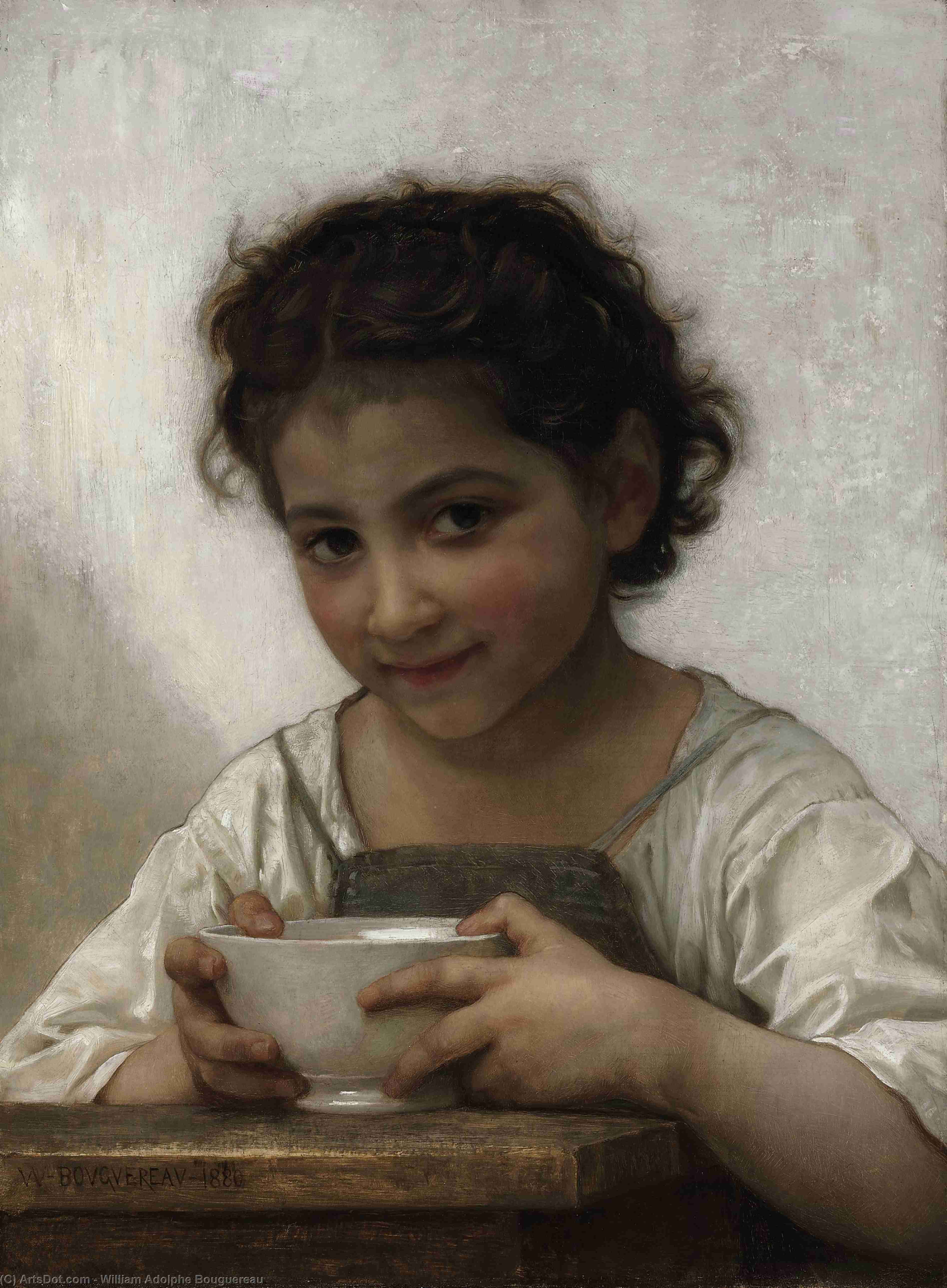 Wikioo.org - The Encyclopedia of Fine Arts - Painting, Artwork by William Adolphe Bouguereau - Girl eating porridge