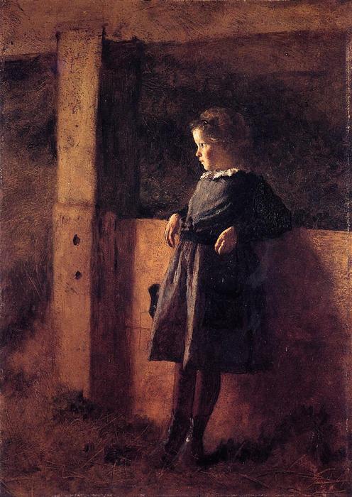 Wikioo.org - The Encyclopedia of Fine Arts - Painting, Artwork by Jonathan Eastman Johnson - Girl in Barn (also known as Sarah May)